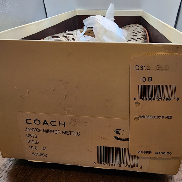 RARE COACH JANYCE Mirror FLATS Gold Metallic Size 10B NIB New - Picture 5 of 9